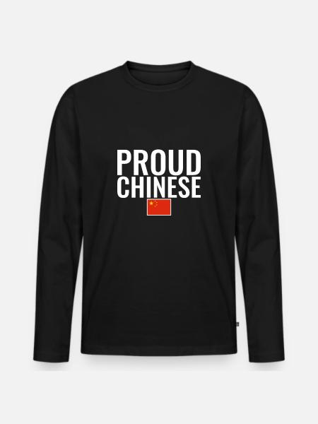 Fier drapeau chinois chinois - T-shirt manches longues Premium bio Homme - noir