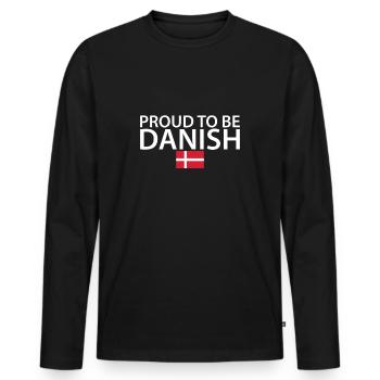 Fier d’être danois Danemark Drapeau danois Danois - T-shirt manches longues Premium bio Homme - noir - Devant - Nico (187cm)