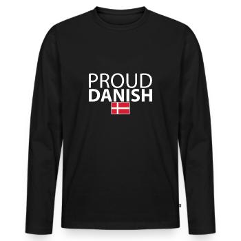 Fier danois Danemark Drapeau danois Danois - T-shirt manches longues Premium bio Homme - noir - Devant - Nico (187cm)