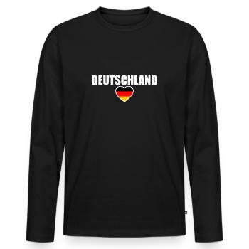 Deutschland Deutsche Flagge Deutscher - Männer Premium Bio Langarmshirt - Schwarz - Vorne - Nico (187cm)