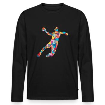Handball Players Handball Players Boys Men Handball - Men's Premium Organic Long Sleeve Shirt - black - Front - Nico (187cm)