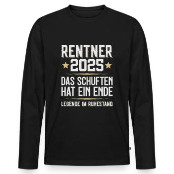 LEGENDE IM RUHESTAND 2025 RENTNER 2025 - Männer Premium Bio Langarmshirt - Schwarz - Vorne - Nico (187cm)