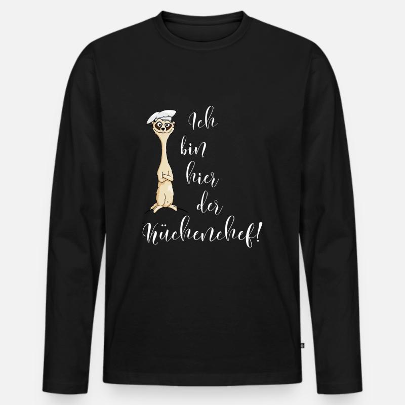 Erdmännchen Küchenchef Koch cool lustiges Geschenk - Männer Premium Bio Langarmshirt - Schwarz