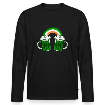 Irish Beer Ireland Flag St. Patrick's Day - Men's Premium Organic Long Sleeve Shirt - black - Front - Nico (187cm)