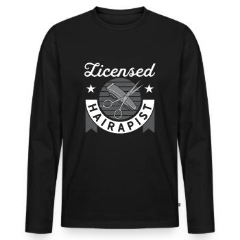 Hairapist agréé pour les barbiers - T-shirt manches longues Premium bio Homme - noir - Devant - Nico (187cm)