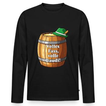 Volles Fass, volle Gaudi ! - Männer Premium Bio Langarmshirt - Schwarz - Vorne - Nico (187cm)