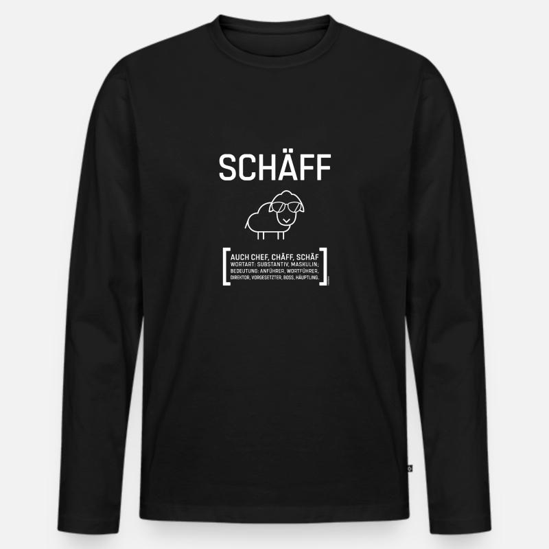 SCHÄFF CHEF CHÄFF BOSS weiss Geschenkidee - Männer Premium Bio Langarmshirt - Schwarz
