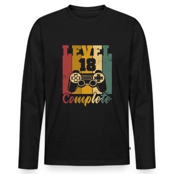 Level 18 Complete 18th Birthday Gamer 18 Years - Men's Premium Organic Long Sleeve Shirt - black - Front - Nico (187cm)