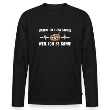 Pizza backen Weil ich es kann - Pizzabäcker - Männer Premium Bio Langarmshirt - Schwarz - Vorne - Nico (187cm)