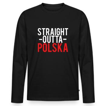 Pologne - T-shirt manches longues Premium bio Homme - noir - Devant - Nico (187cm)