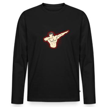 Tamponner bodybuilder cadeau fitness muscle homme - T-shirt manches longues Premium bio Homme - noir - Devant - Nico (187cm)