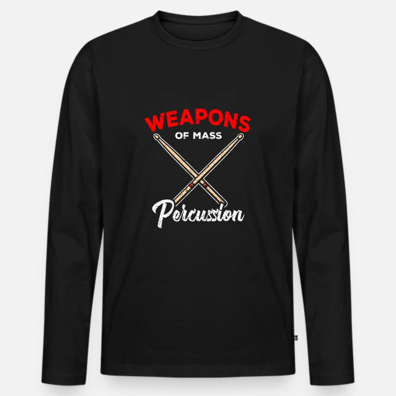 Drums Gift Drummer Percussion - Men's Premium Organic Long Sleeve Shirt - black