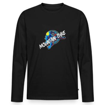 Mountain Bike Downhill Bicycle Chain Pedals Shirt - Men's Premium Organic Long Sleeve Shirt - black - Front - Nico (187cm)