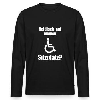 Rollstuhl Witz - Männer Premium Bio Langarmshirt - Schwarz - Vorne - Nico (187cm)