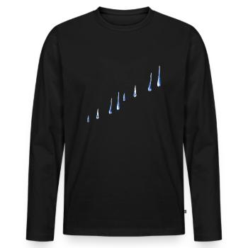 blaue wassertropfen linie wasser - Männer Premium Bio Langarmshirt - Schwarz - Vorne - Nico (187cm)