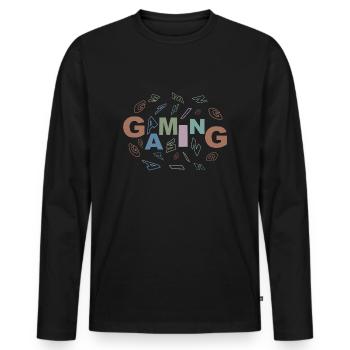 gaming-scene-colorful - Männer Premium Bio Langarmshirt - Schwarz - Vorne - Nico (187cm)