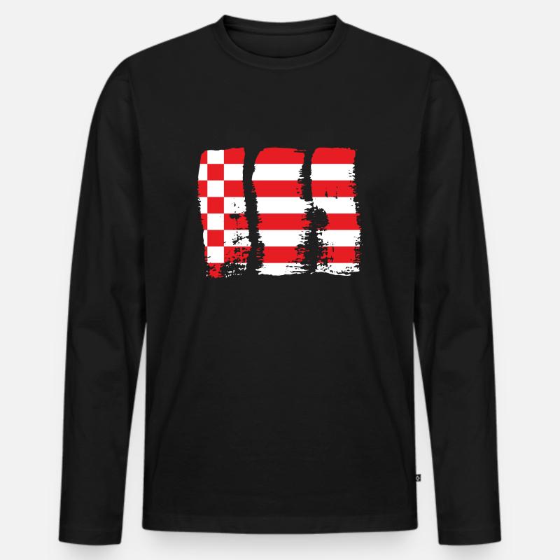 Bremen Flagge Bremer Fahne - Männer Premium Bio Langarmshirt - Schwarz