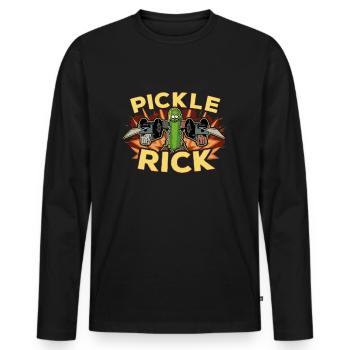 Rick and Morty Bewaffneter Pickle Rick - Männer Premium Bio Langarmshirt - Schwarz - Vorne - Nico (187cm)