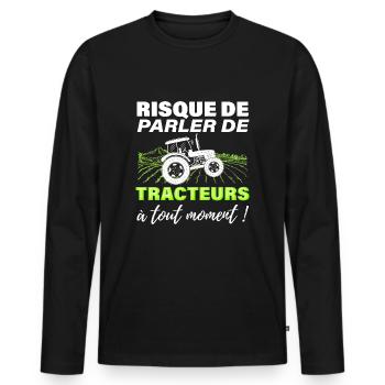 Tracteur addiction passion humour agriculteur - T-shirt manches longues Premium bio Homme - noir - Devant - Nico (187cm)