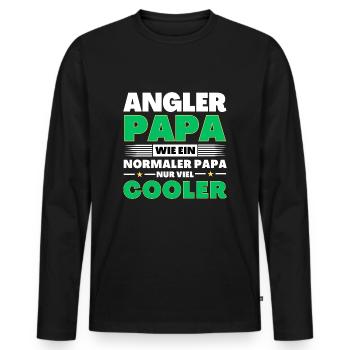 Angler Papa wie ein normaler nur viel cooler - Männer Premium Bio Langarmshirt - Schwarz - Vorne - Nico (187cm)