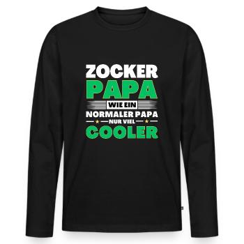 Zocker Papa wie ein normaler nur viel cooler - Männer Premium Bio Langarmshirt - Schwarz - Vorne - Nico (187cm)