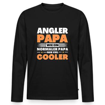Angler Papa wie ein normaler nur viel cooler - Männer Premium Bio Langarmshirt - Schwarz - Vorne - Nico (187cm)