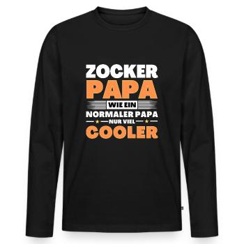 Zocker Papa wie ein normaler nur viel cooler - Männer Premium Bio Langarmshirt - Schwarz - Vorne - Nico (187cm)