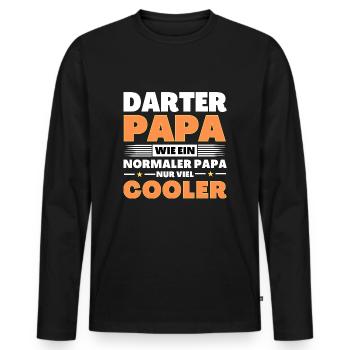 Darter Papa wie ein normaler nur viel cooler - Männer Premium Bio Langarmshirt - Schwarz - Vorne - Nico (187cm)