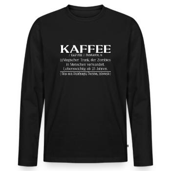 Kaffee Definition Fun - Männer Premium Bio Langarmshirt - Schwarz - Vorne - Nico (187cm)