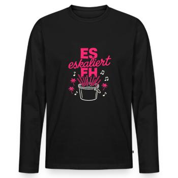 Mallorca Party Spruch Es Eskaliert Eh Malle - Männer Premium Bio Langarmshirt - Schwarz - Vorne - Nico (187cm)