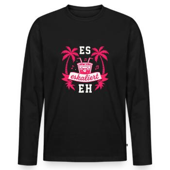 Mallorca Party Spruch Es Eskaliert Eh Malle - Männer Premium Bio Langarmshirt - Schwarz - Vorne - Nico (187cm)