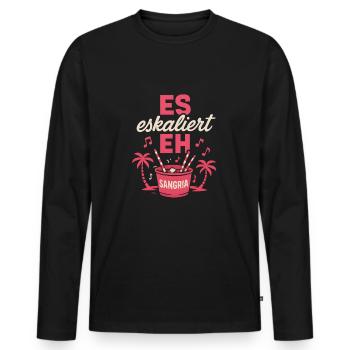 Mallorca Party Spruch Es Eskaliert Eh Malle - Männer Premium Bio Langarmshirt - Schwarz - Vorne - Nico (187cm)