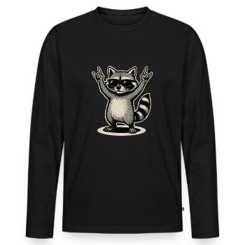 Rock Musique raton laveur Drôle Humour Idée cadeau - T-shirt manches longues Premium bio Homme - noir - Devant - Nico (187cm)