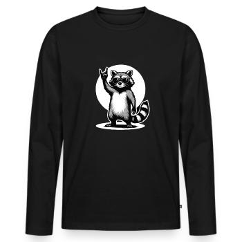 Rock Musique raton laveur Drôle Humour Idée cadeau - T-shirt manches longues Premium bio Homme - noir - Devant - Nico (187cm)
