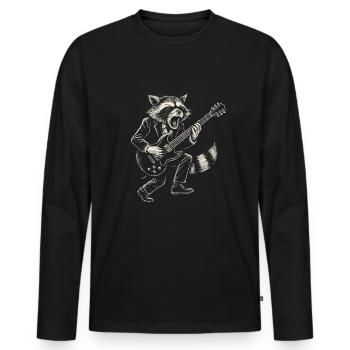 Rock Musique raton laveur Drôle Humour Idée cadeau - T-shirt manches longues Premium bio Homme - noir - Devant - Nico (187cm)
