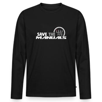 Save The Manuals - Funny Three Pedals Car Guy - Männer Premium Bio Langarmshirt - Schwarz - Vorne - Nico (187cm)