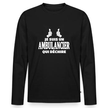 Ambulancier - T-shirt manches longues Premium bio Homme - noir - Devant - Nico (187cm)