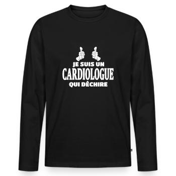 Cardiologue - T-shirt manches longues Premium bio Homme - noir - Devant - Nico (187cm)