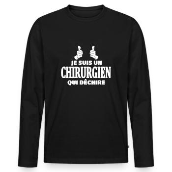 Chirurgien - T-shirt manches longues Premium bio Homme - noir - Devant - Nico (187cm)