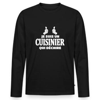 Cuisinier - T-shirt manches longues Premium bio Homme - noir - Devant - Nico (187cm)