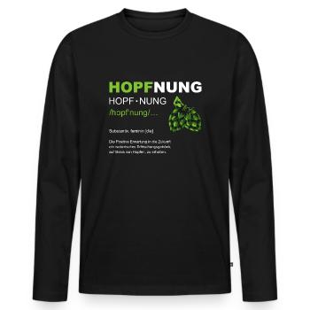 Hopfnung Bier Saufen JGA Hopfen - Männer Premium Bio Langarmshirt - Schwarz - Vorne - Nico (187cm)