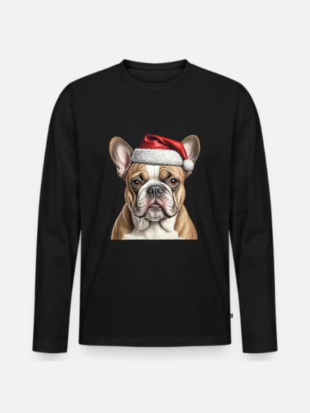 Bouledogue de Noël - T-shirt manches longues Premium bio Homme - noir