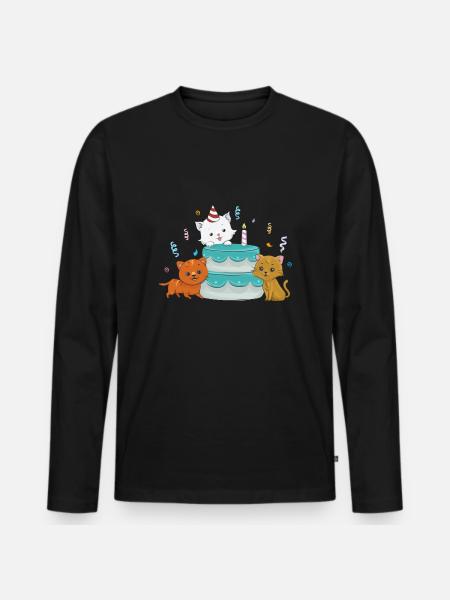 Cats birthday - Men's Premium Organic Long Sleeve Shirt - black