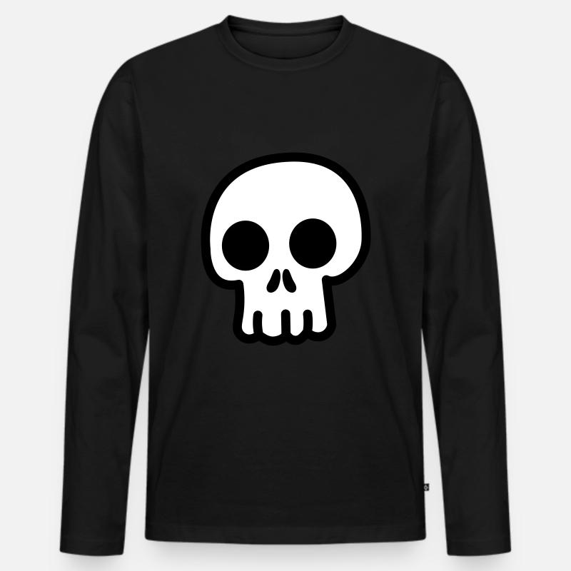 Totenkopf Süß Kawaii - Männer Premium Bio Langarmshirt - Schwarz