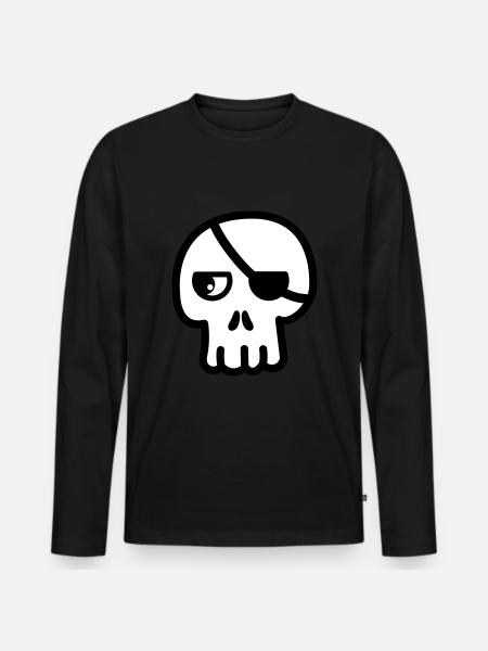 Skull Eye Patch Kawaii - Men's Premium Organic Long Sleeve Shirt - black