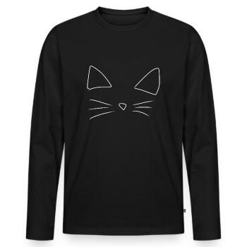 Animaux, Chat, Animal De Compagnie - T-shirt manches longues Premium bio Homme - noir - Devant - Nico (187cm)