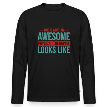 Physiotherapy Physiotherapist - Men's Premium Organic Long Sleeve Shirt - black - Front - Nico (187cm)