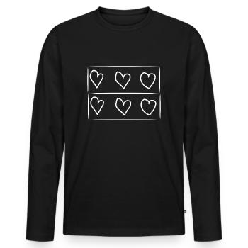 sechs herzen herz rechteck - Männer Premium Bio Langarmshirt - Schwarz - Vorne - Nico (187cm)
