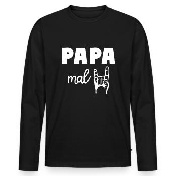 Papa mal Zwei 2 Kinder Rocker Vater - Männer Premium Bio Langarmshirt - Schwarz - Vorne - Nico (187cm)
