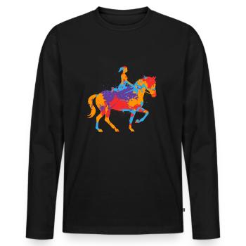 Pferd reiten bunter Reiter Mädchen Pferde - Männer Premium Bio Langarmshirt - Schwarz - Vorne - Nico (187cm)